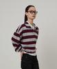 LMOOD WOMEN Maison Stripe Rugby T-Shirt Burgundy/Grey St