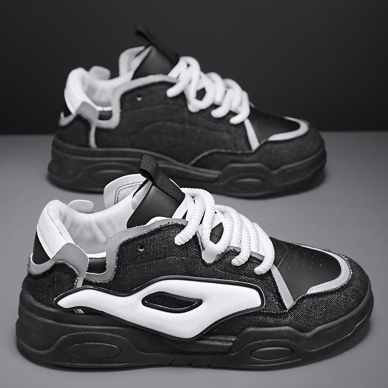 Fashion Harajuku Style Fashion Blue Platform Sneakers for Men Comfortable Flat Sneakers Casual Men Lace-up Hip-hop Sneakers Basket Homme