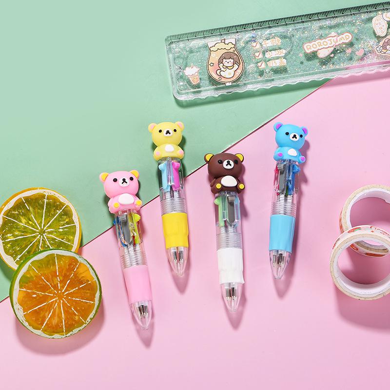 Korean Cute Animal Head 4-Color Click Ballpoint Pen