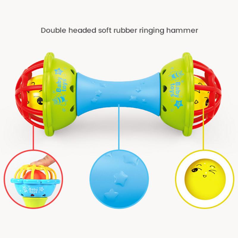 Infant Silicone Cartoon Rattle Teether Toys Anti Thumb Sucking Handheld Easy Grip Educational Hand Bell Toys Gift For Toddler