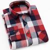 Classic Plaid Casual Shirts for Men Long Sleeve Sueded Warm with Chest Pocket