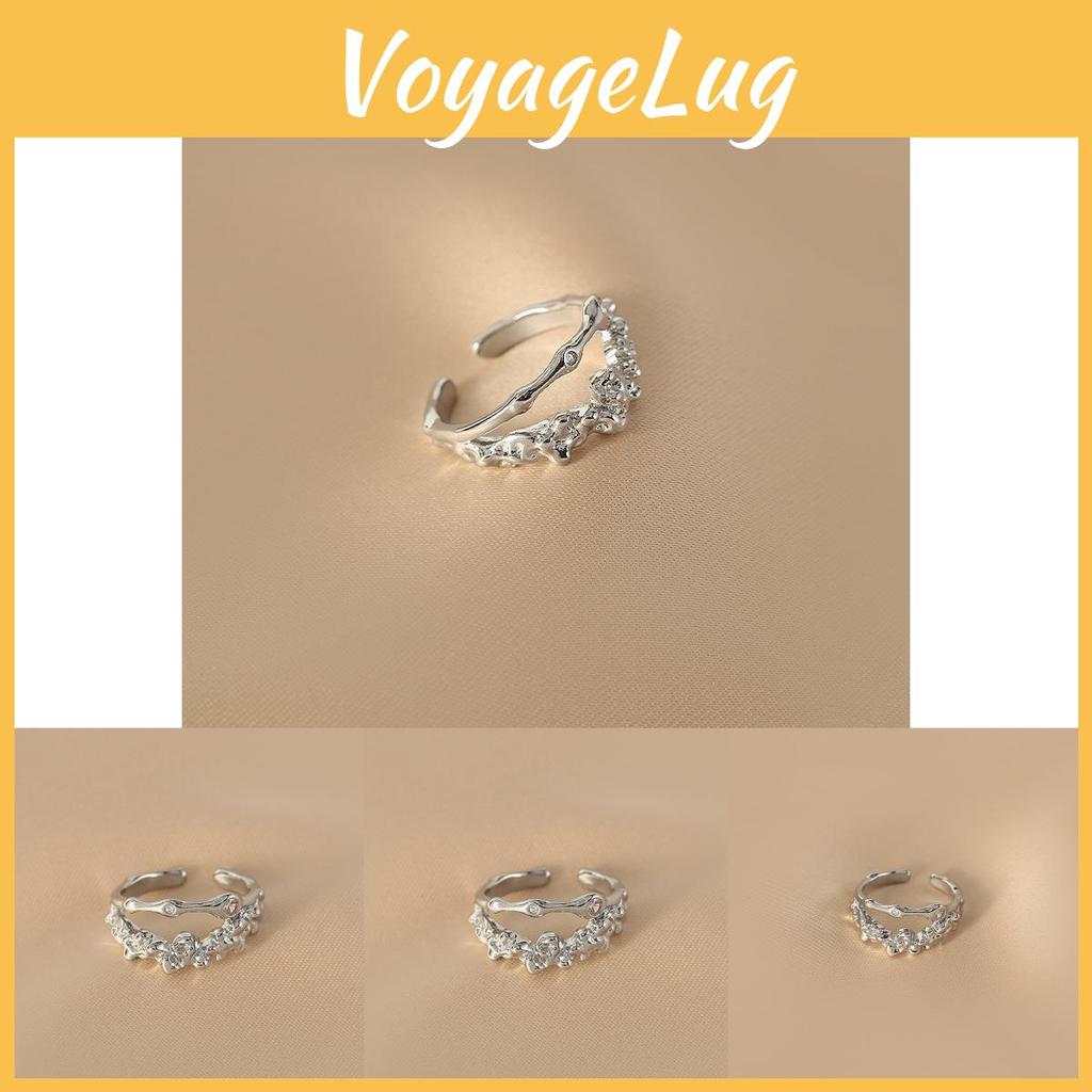 Eleganter koreanischer Stil Unregelmäßiger Lava-Ring für Damen Verstellbarer offener Fingerring