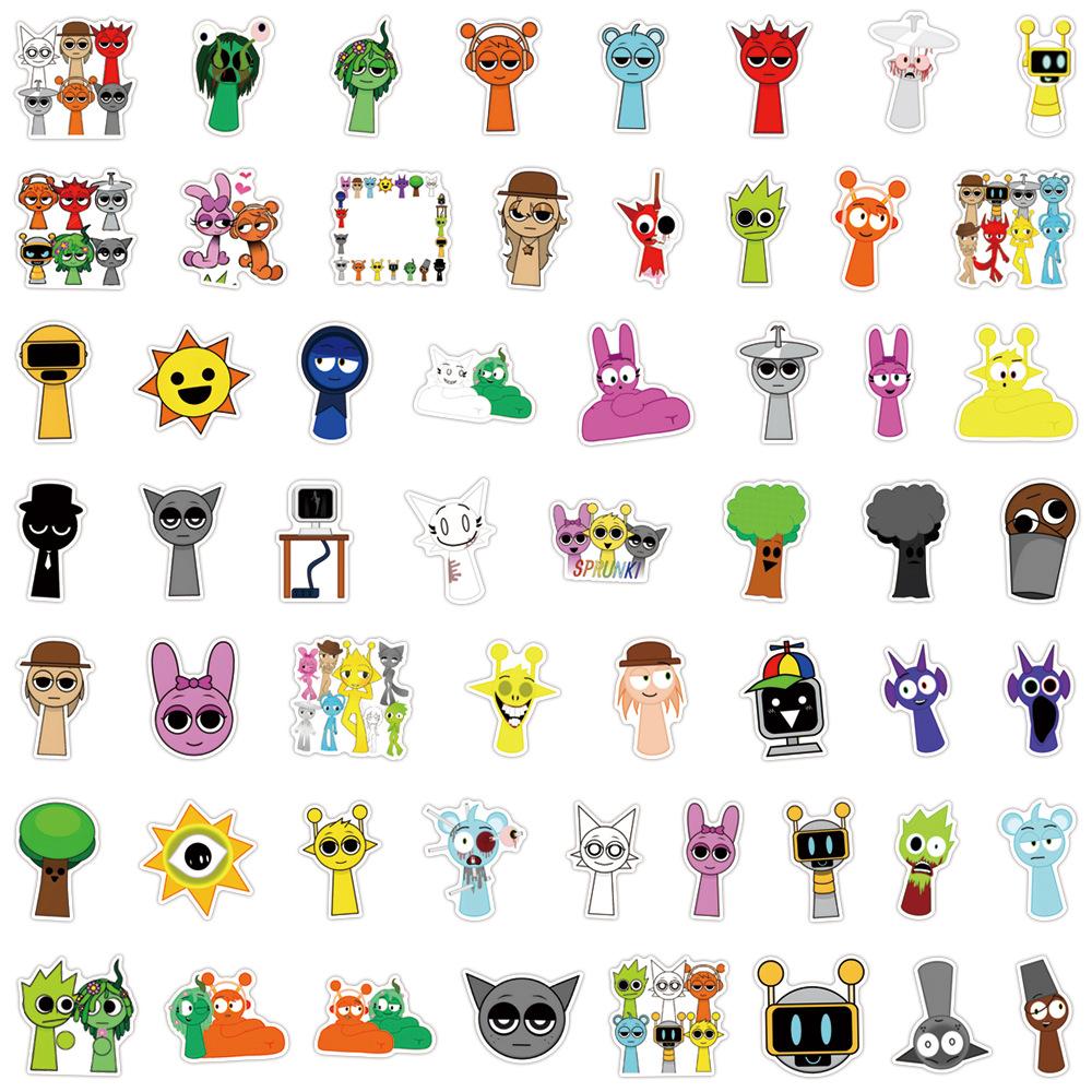 55 Incredibox Sprunki Graffiti Stickers Decorative Skateboard Notebook DIY Stickers
