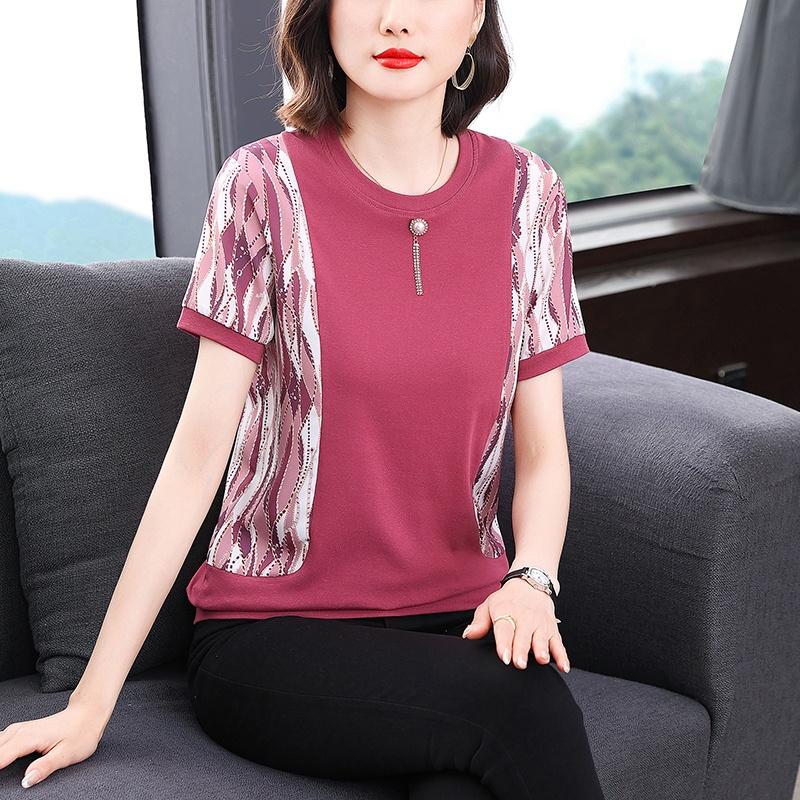 

Summer plus size printed short sleeved T-shirt top women s shirt XS