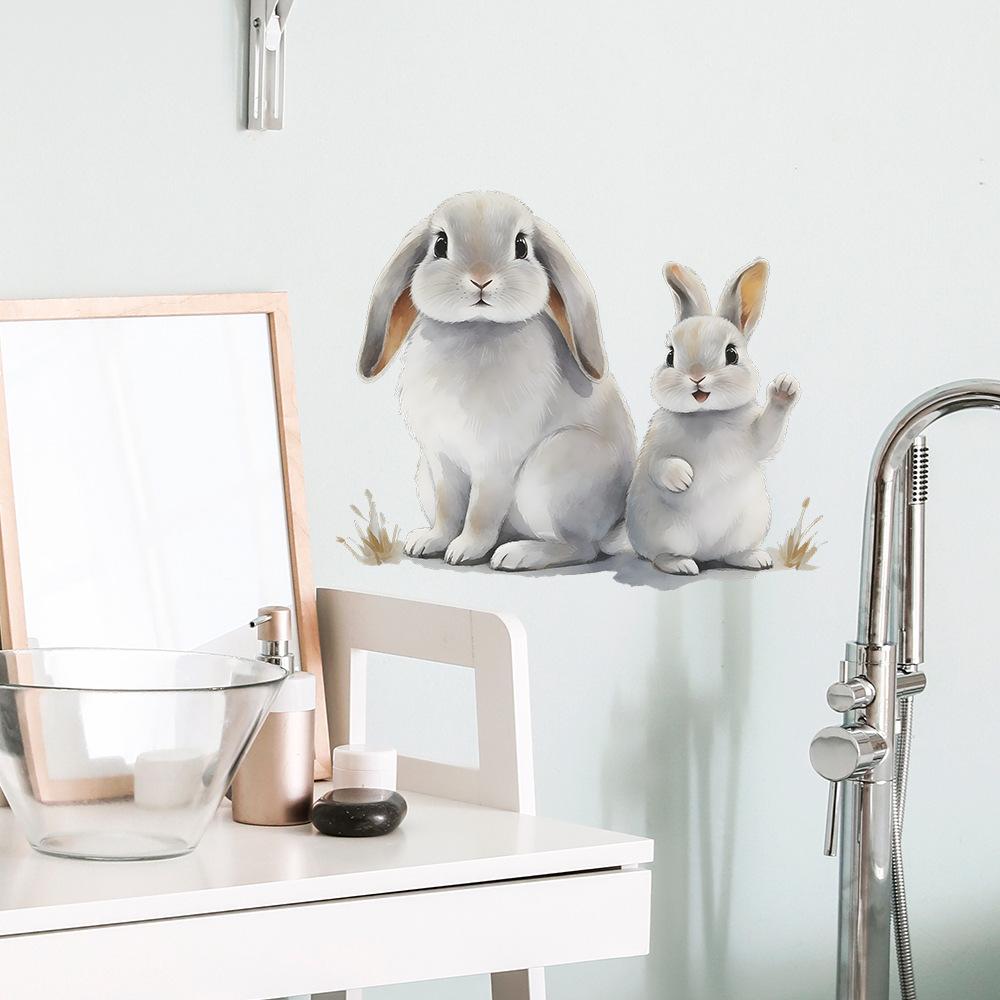 Lovely Rabbit Wall Stickers Waterproof Removable Self Adhesive Decals for Home Living Room Hallway Decor