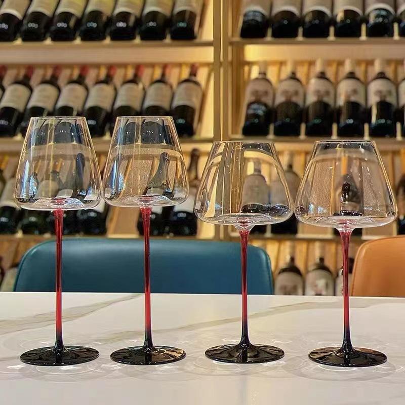 Luxury Black Bow Tie Burgundy Wine Glass Decanter Set Large Crystal Wine Champagne Goblet Bar Set