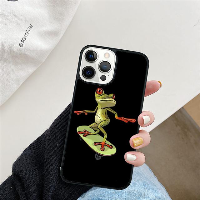 Frog Skateboard Cute Kawaii Phone Case For iPhone 17 Air 15 16 Cover  11 13 14 Pro Max 12 Plus Max Fundas