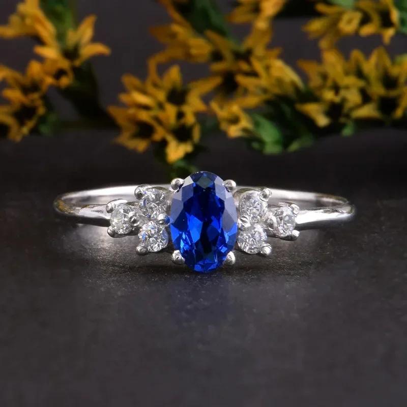 2026 New Blue Cube Zircon Attends Banquet Ring Fashionable, Elegant, High End Women's Bridal Luxury Inlaid Jewelry Accessories