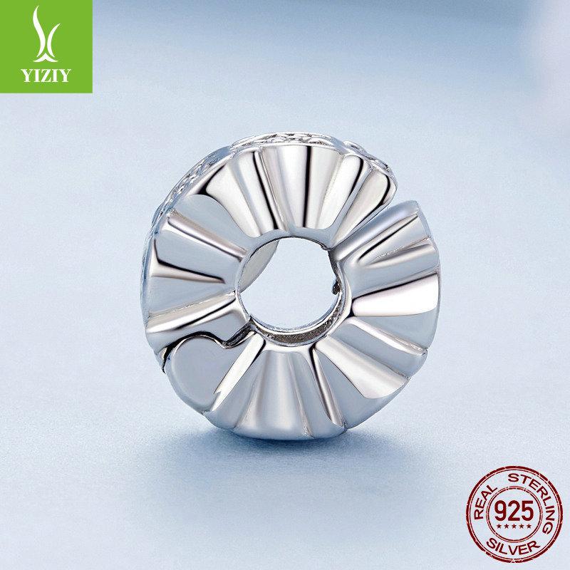 Simple Classic Heart-Shaped Silicone Positioning Bracelet Clip Buckle, Shining Love S925 Sterling Silver Bead Spacer Accessories