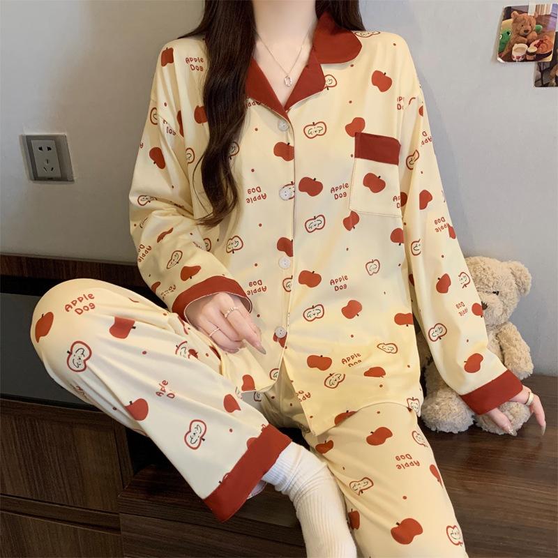 High Value, Sweet Ins Style, Cute Imitation Cotton Pajamas, Women's Casual Loungewear, Long Sleeves and Trousers Two-piece Set