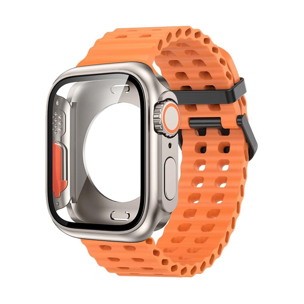 Ocean Silicone Strap+PC Case For Apple Watch Band  Series 11 10 46mm Metal Buckle Sports Bracelet Wristband iWatch 9 8 7 6 5 SE