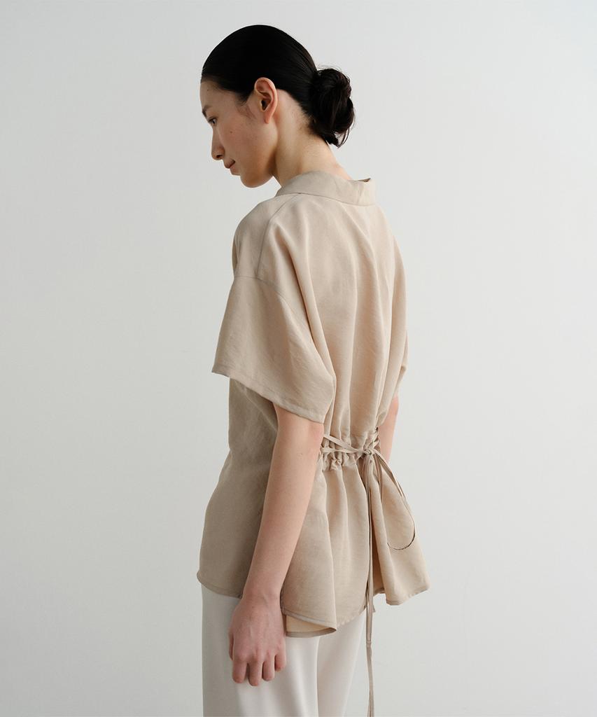 Ia Rayon Drawstring Blouse (Beige)