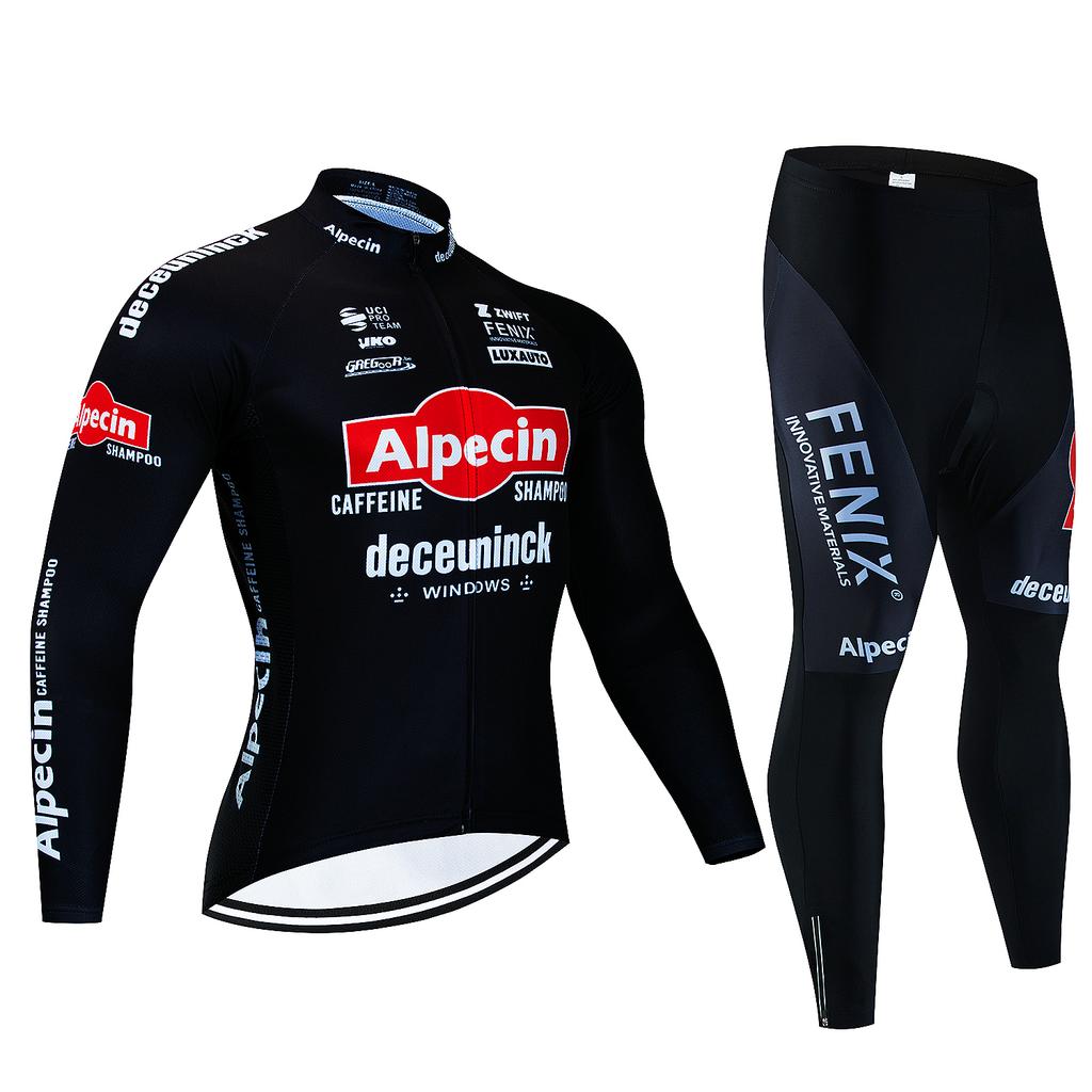 Alpecin New Team Breathable Long Sleeve Men Cycling Jersey Set MTB Bike Clothing Autumn Bicycle Clothes Maillot Ropa Ciclismo
