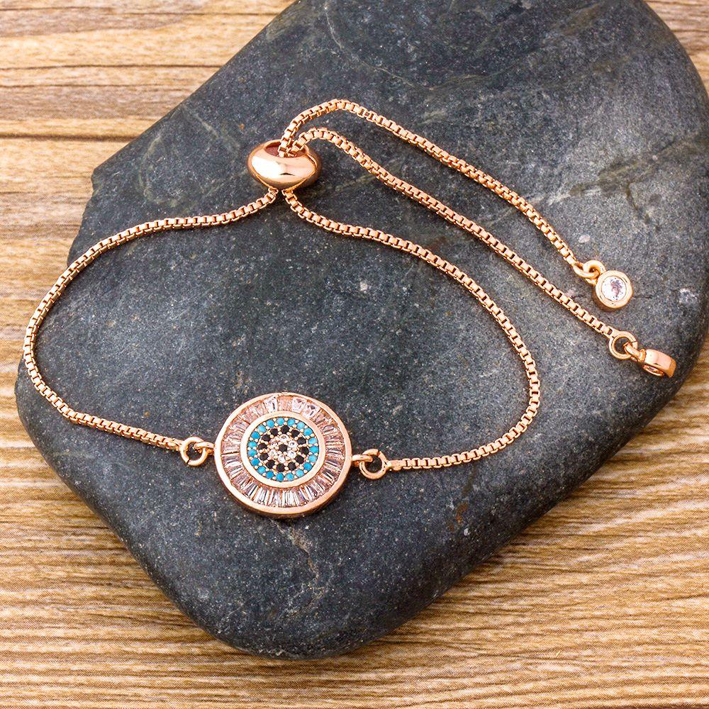 AIBEF Hot Sale Lovely Heart Rainbow Adjustable Bracelet Bangle Cubic Zircon Chain Bracelet Women Jewelry Birthday Gifts