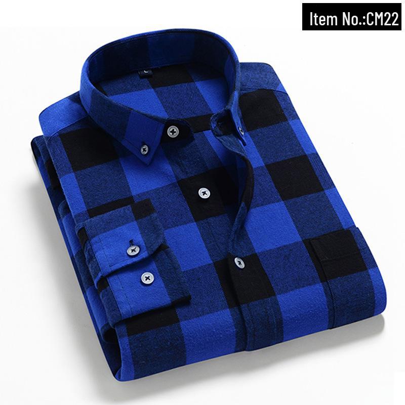 Men's Trendy Plaid Shirt: Long-Sleeved, Loose, Brushed Casual Jacket for Spring, Summer, and Autumn