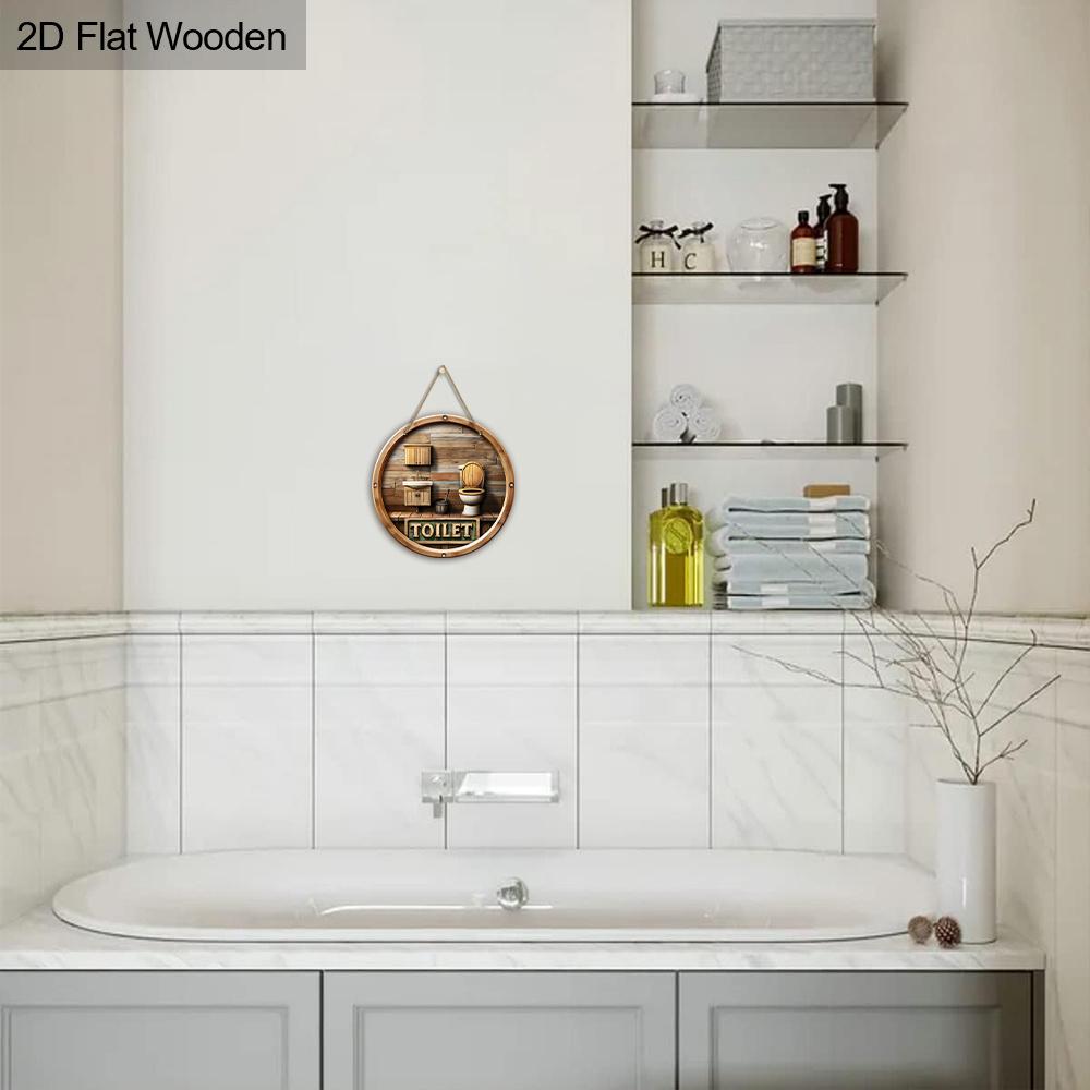 Rustic Toilet Wooden Sign - Decorative Hanging Plaque for Bathroom Door, Wall Decor - Ideal Home Hanging Ornament