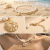 Bohemian Imitation Pearl Choker Necklace for Women Gold Color Shell Starfish Pendant Collar Summer Beach Vacation Jewelry Gift