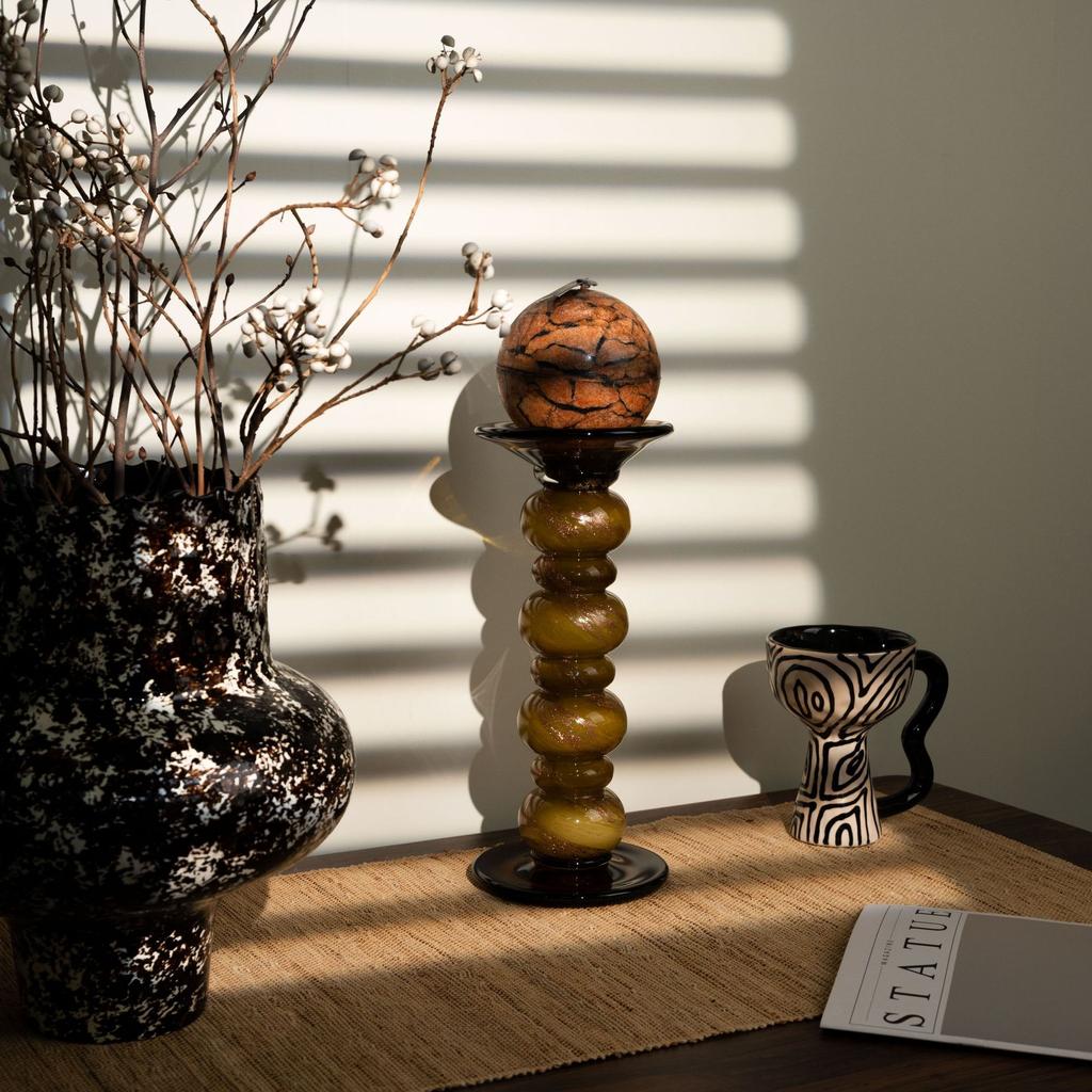 Glass Candlestick Geometric Pebbles Candle Holder Candelabros Decorativos Wedding Centerpieces Decoration