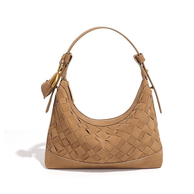 Original Design Bag Women High-quality Woven Shoulder Armpit Suede Hand-carried Crescent Dumpling