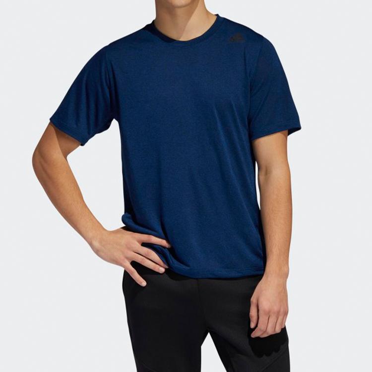 Adidas Round Neck Short Sleeve T-Shirt Men Tops Blue EB8047