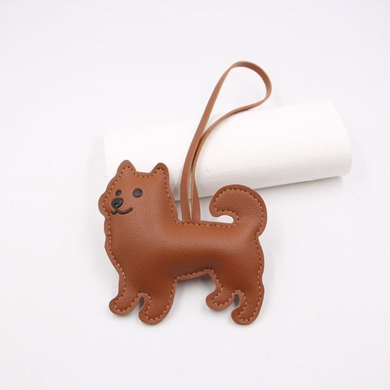 Chinese Pastoral Dog PU Leather Keychain Bag Charm Handbag Pendant Lightweight Accessory For Everyday Use