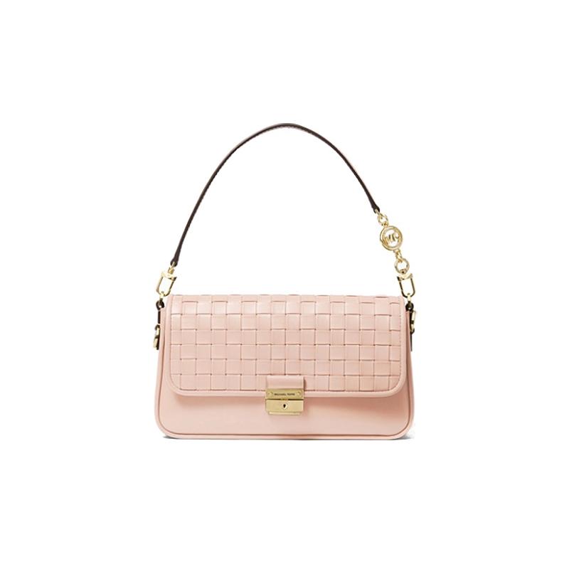 MICHAEL KORS Bradshaw chain woven solid color LOGO flap leather armpit bag shoulder bag crossbody bag handbag small women s pink розовый