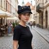 Cute Cat Ears Women's Beret Japanese Style Cat Paw Pattern Newsboy Cap Anime Sweet Baseball Cap Everyday Outfits