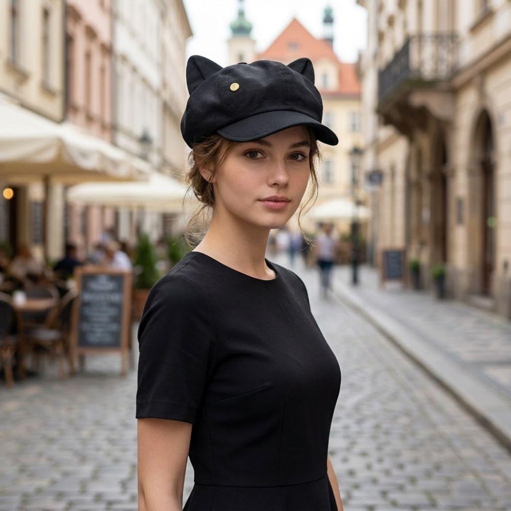 Cute Cat Ears Women's Beret Japanese Style Cat Paw Pattern Newsboy Cap Anime Sweet Baseball Cap Everyday Outfits