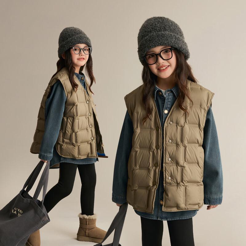 Женский клетчатый пуховый жилет с V-образным вырезом 130