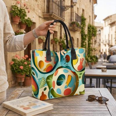  Cute Cartoon Pattern Tote Bag Fashion Casual Large Capacity Portable Daily Shopping Handbag