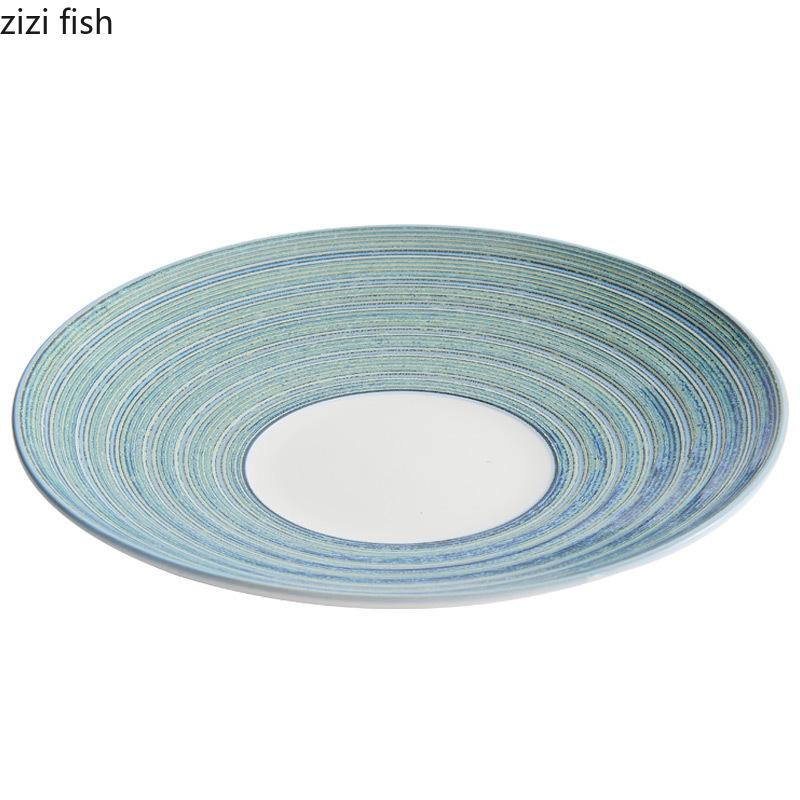 Kreativer flacher Keramikteller, Restaurant, dicker Suppenteller, Dessertteller, Pastateller, Salatteller, hochschönes Spezialgeschirr