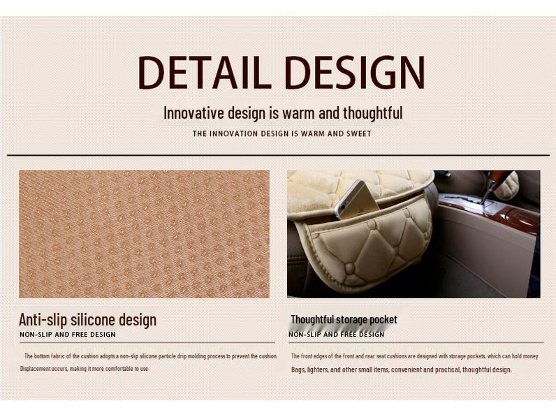 Universal Non-Slip Winter Car Seat Cushion, Tie-Free, 3-Piece Set, No Backrest