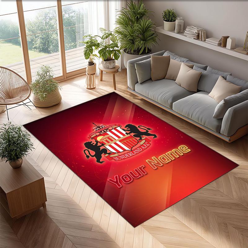 Sunderland FC Printed Crystal Velvet Rug Non‑Slip Crystal Velvet Carpet For Sofa Bedroom Indoor Home Decoration