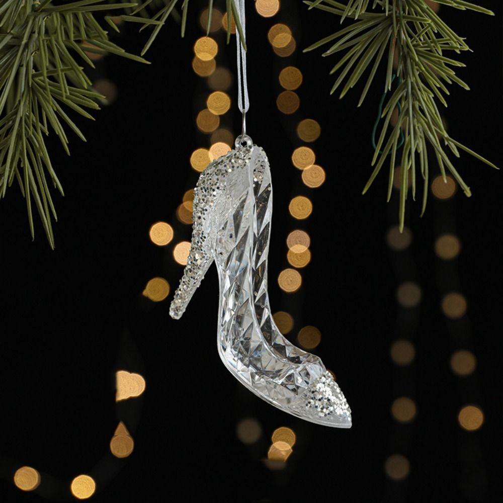 

2pcs Acrylic Crystal Christmas Tree Pendant Angel/Dancing Girl Stereoscopic Xmas Tree Hanging Ornaments Clear DIY