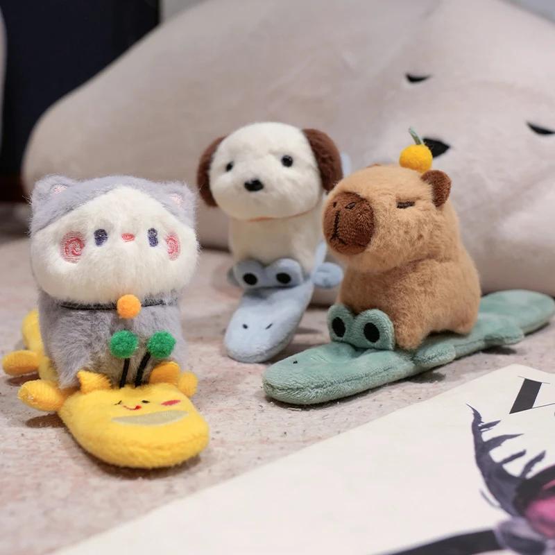 Capybara Slap Snap Wrap Wristband Bracelet Kawaii Animal Plushie Cute Dog Cat Plush Hand Ring Soft Toys Creative Funny Gift