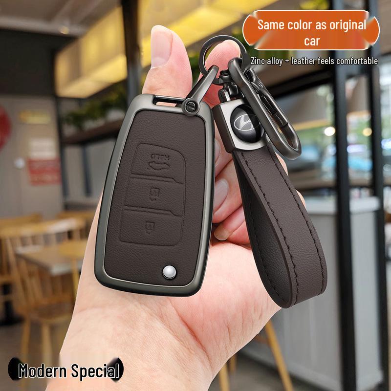 Men's Cowhide Key Case for 20 Models Including Beijing Hyundai Elantra & ix35 Verna