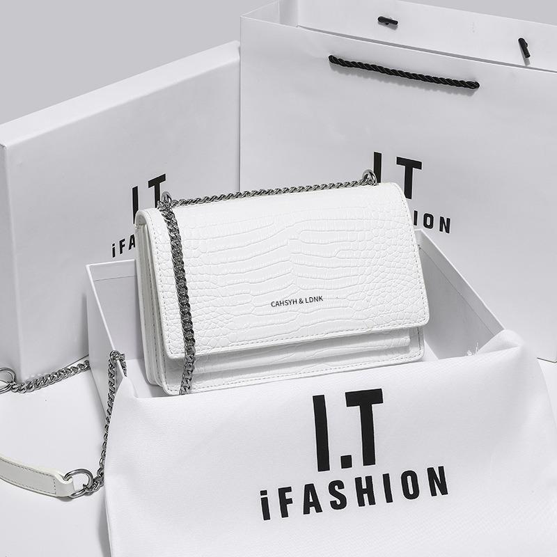 Purchase High-end Leather Small Square Bag, Crocodile Pattern Oblique Span Bag, Women's Versatile Chain Shoulder Bag, Large-capacity Women's Bag