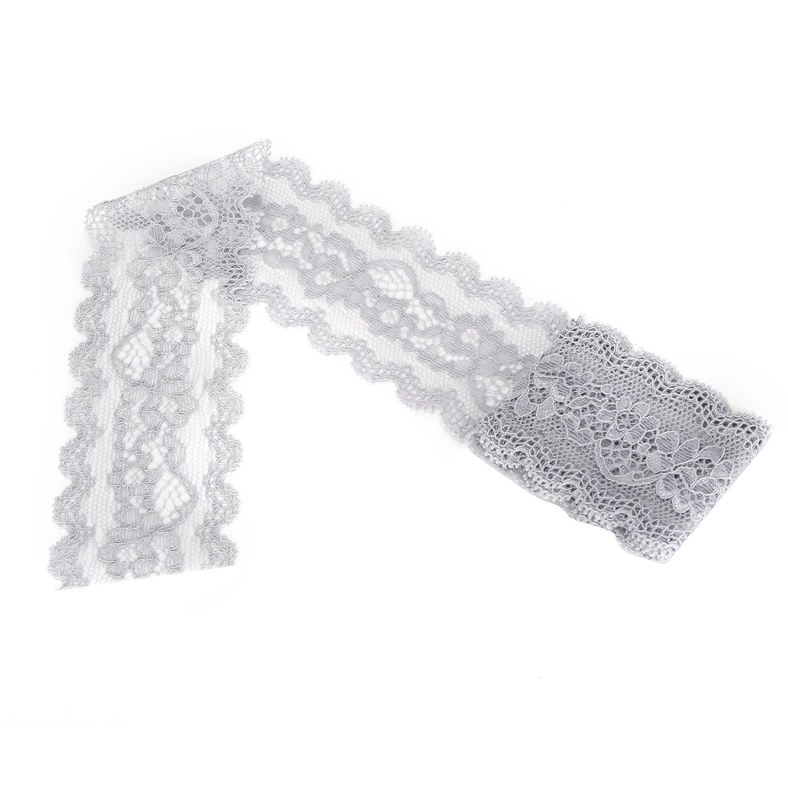 

Floral Pattern Lace Ribbon Decorating Designing Clothing Crafts 10 Yard 5.5cm Width Gray
