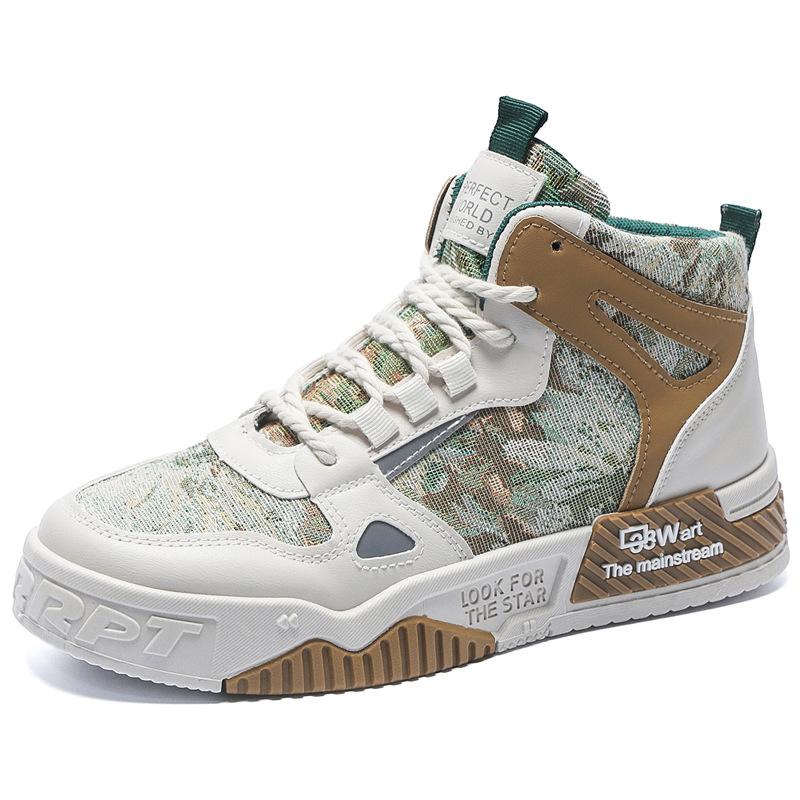 New Men's Shoes for Spring High Top Thick Soled Shoes for Men's Sports and Casual Shoes Fashionable Student Trendy Shoes