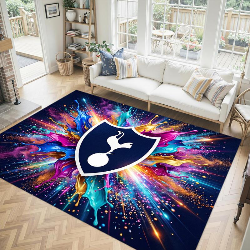 Tottenham Hotspur Design Crystal Velvet Carpet Cozy Non?Slip Printed Rug For Bedroom Living Room Entrance