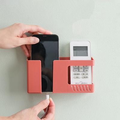 2 In 1 Wall-Mounted Mobile Phone Remote Control Storage Box Multifunctional Punch-Free Storage Rack Wall Debris Storage Holders