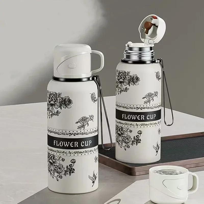 Bärbar Termoskopp i Rostfritt Stål med Te-sil, Sportflaska med Stor Kapacitet för Att Göra Te, Perfekt för Utomhusresor