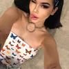 NEW Summer Women Butterfly Pattern Print Top Colorful Slash Neck Tank Strapless Crop Top Camis Summer Casual Outwear