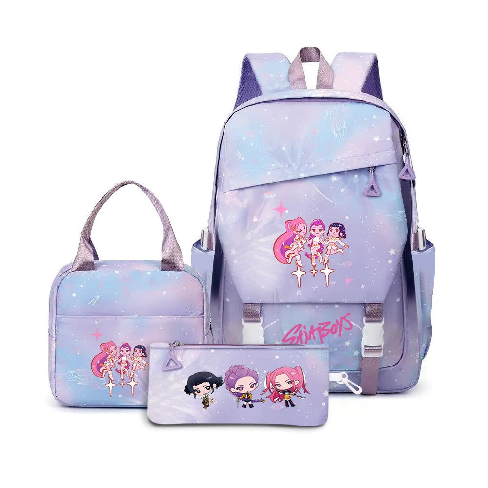 Witch Hunters Three-Piece Backpack Kpop Demon Unters Printed Backpack Lunch Bag