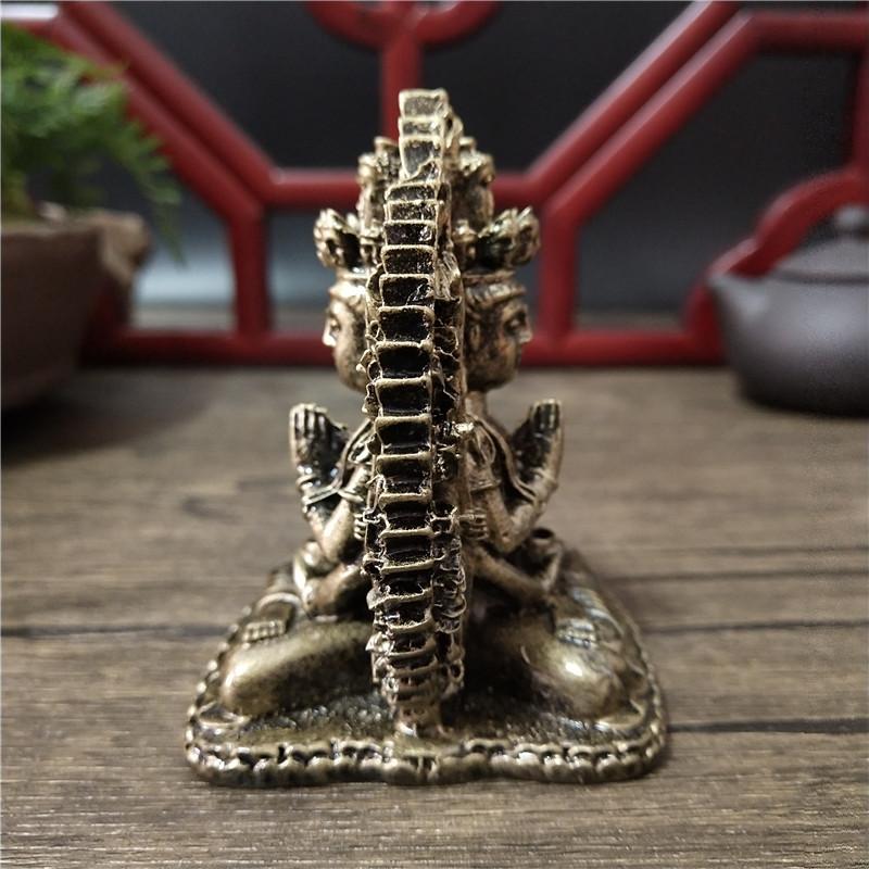 Bronzová barva Tisícruký Guan Yin Buddha Socha Ornamenty Pryskyřice Čínská Kwan Yin Buddha Socha Figurky Domácí dekorace