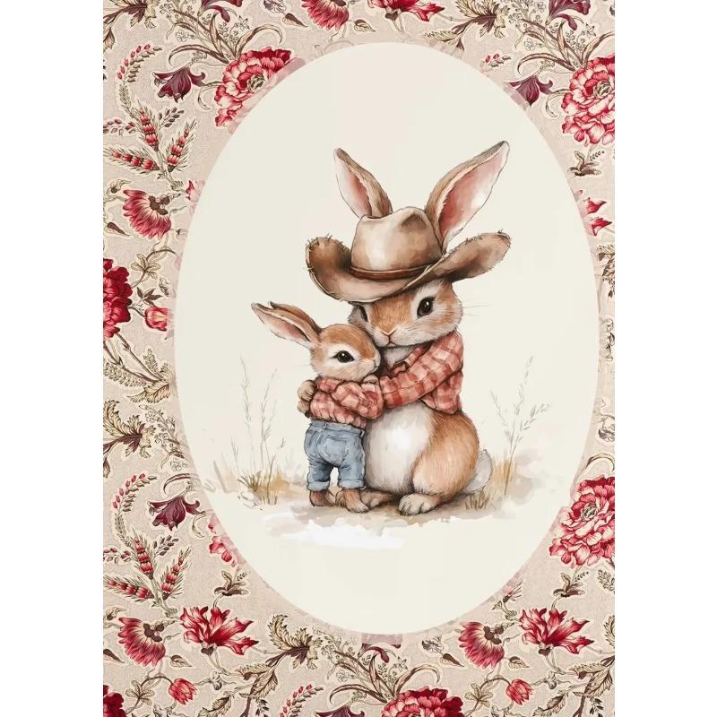 Vintage Style Easter Rabbit Posters Frameless Prints Canvas Painting Wall Art Pictures Home Room Antique Nursery Decoration