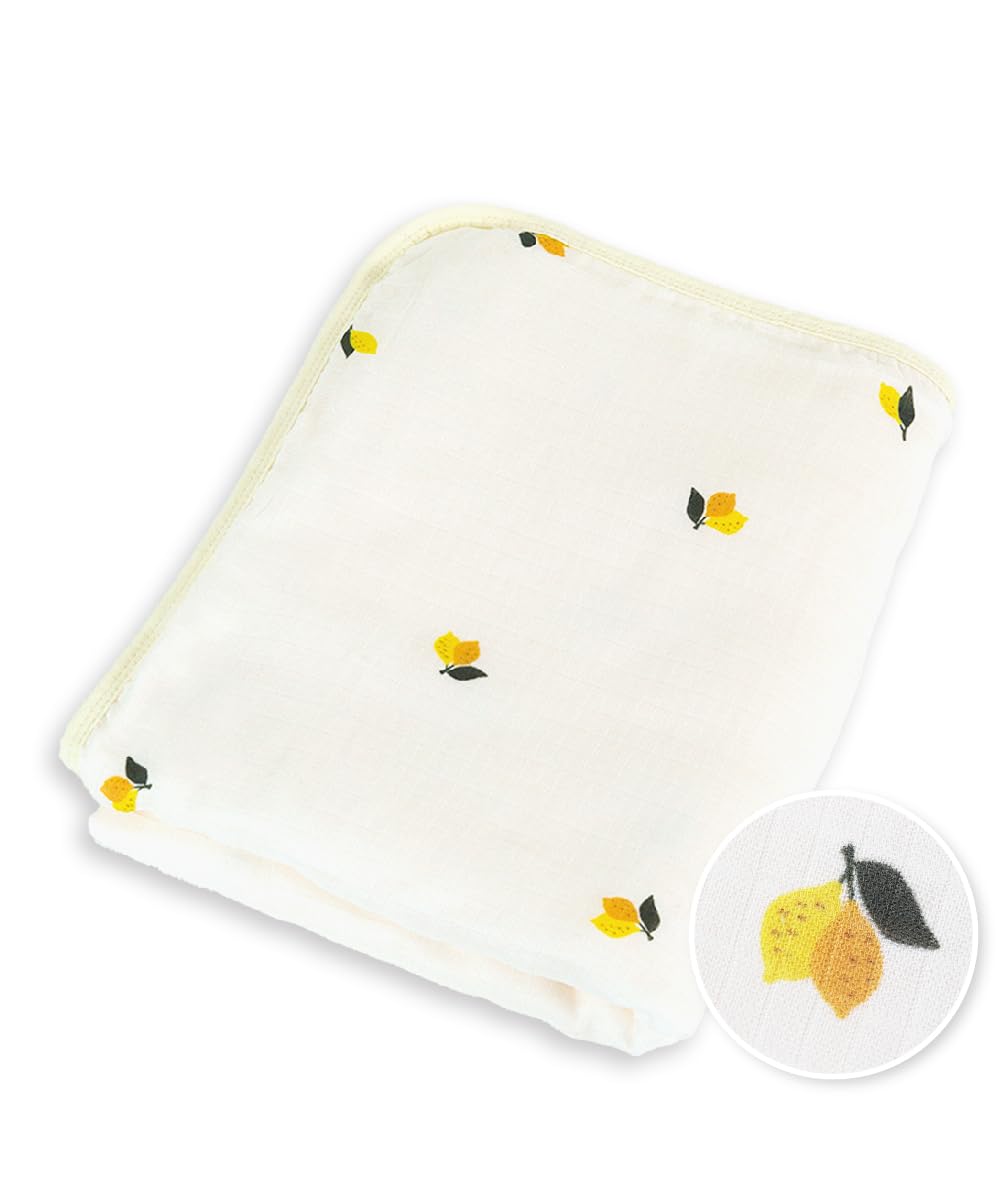 

Keratta Ibul Bamboo Soft and Fluffy Gauze Blanket for Perfect for Naps and Babies, Antibacterial, Daycare, 4-Layer Gauze, Spring/Summer (Lemon, Baby