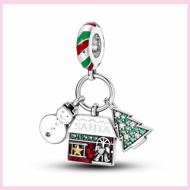 925 Silver Green Color Charms Temperament Cactus Avocado Charm Four Leaf Bead For Bracelet Jewelry Making