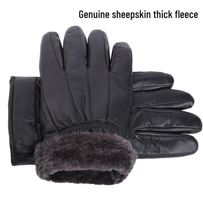 Men's & Women's Winter Leather Gloves: Touchscreen, Windproof, Coldproof, Plus Velvet for Riding & Motorcycling