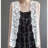 Summer Women Lace Vest Loose Cut-out Cardigan Vest Bohemian Style Cotton Woven Open Front Vest Thin Outwear
